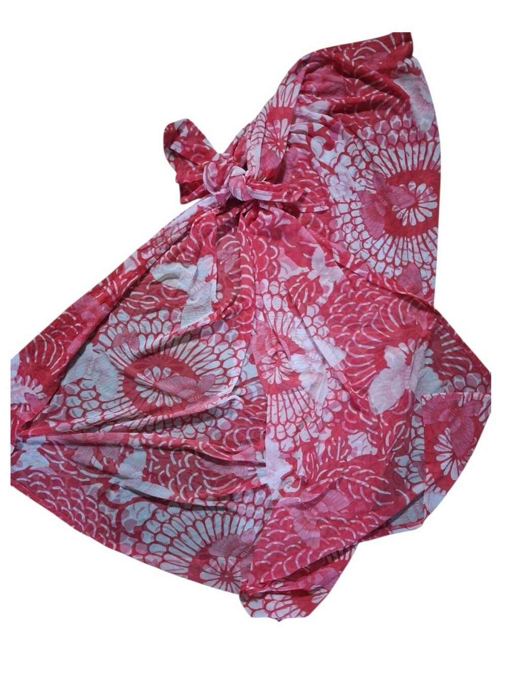 Victoria's Secret Pink & White Floral Swim Sarong Wrap Pareo sz S Tropical Pink